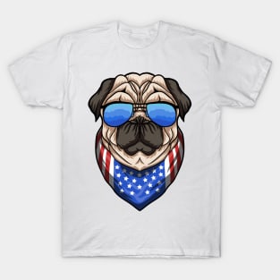 Cool American Pug Dog with Sunglasses T-Shirt